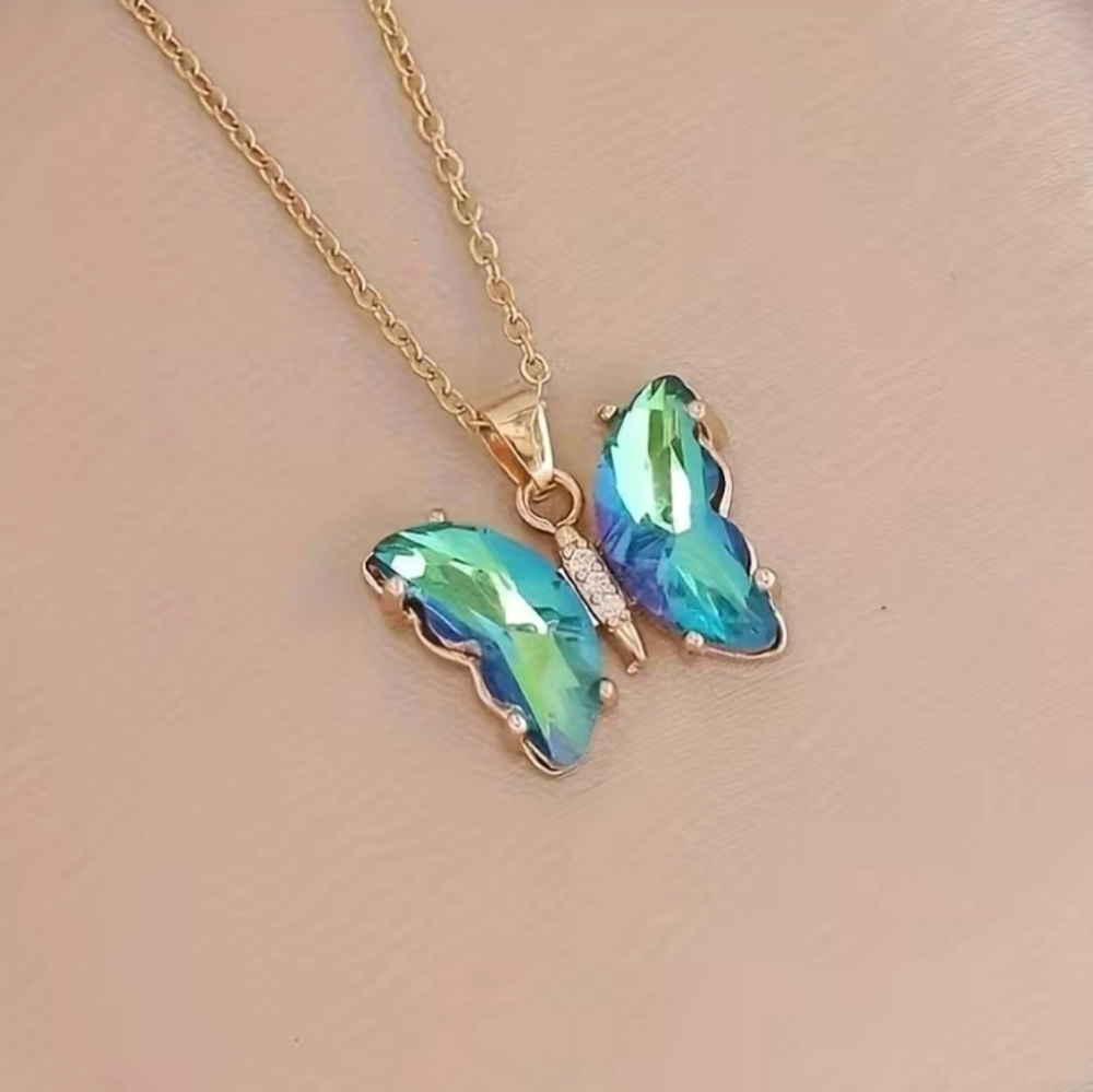 Turquoise Butterfly Pendant Necklace